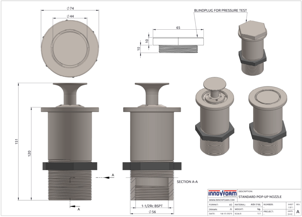 Technical Specifications Pop-up Nozzle